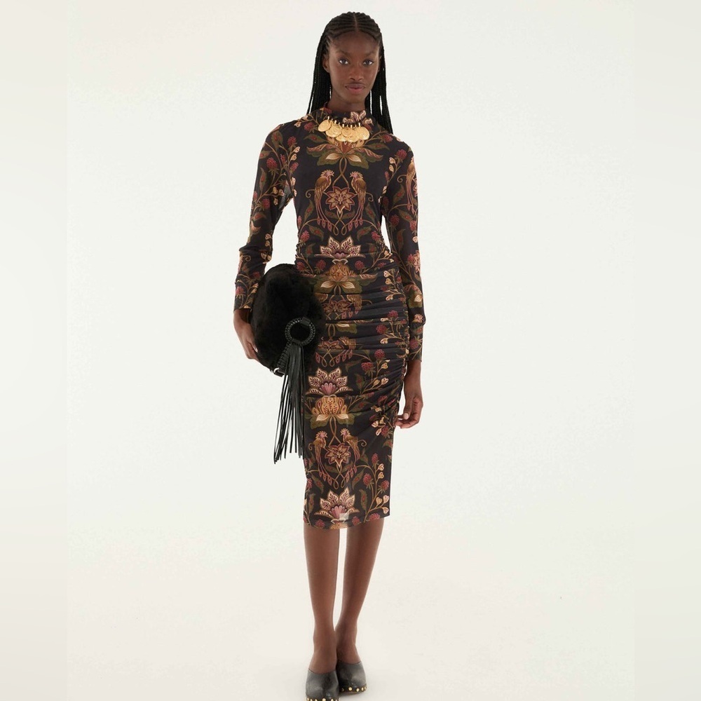 Farm Rio: Black Berry Garden Tulle Midi Dress